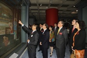 Club Steward Anthony Chow (3rd right), HKSAR Chief Executive Donald Tsang (3rd left) and his wife (4th left), the Cluba?s Executive Director, Charities, Douglas So (2nd right), Palace Museum Director Dr Shan Jixiang (2nd left) and Director of Leisure and Cultural Services Betty Fung (1st right). 