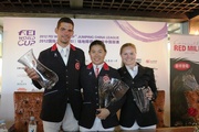 Patrick Lam (left), Raena Leung (middle) and Jule Lueneburg (right), bronze medallist from Germany at the presentation ceremony.