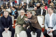 T Brian Stevenson, Chairman of The Hong Kong Jockey Club (second from right); Club Steward Anthony Chow (second from left); Club’s CEO Winfried Engelbrecht-Bresges (first from left) and Executive Director, Racing, William A Nader (first from right), attend the 2012 Hong Kong International Sale (December) held in the Parade Ring of Sha Tin Racecourse today.