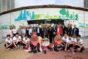 Guests pictured in front of the outdoor Hakka-style exhibition hall.