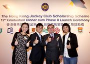 Club Chairman T Brian Stevenson (2nd right) and graduating Scholars (from left) Chartina Jia, Sam Yip and Li Sum Yuet. 