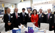 Club Steward Martin C K Liao and spouse (2nd and 3rd right); Sports Federation and Olympic Committee of HK, China, Hon Secretary General Pang Chung (3rd left); South China Athletic Association Chairman Wong Chun-nam (centre); Whole Person Education Foundation Chairman Dr Wong Chung-kwong (2nd left); The University of Hong Kong School of Public Health Director Professor Lam Tai-hing (1st left) and International Youth Hostel Federation Chairman Michael Wong (1st right).