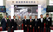 Club Chairman T Brian Stevenson (4th right); Stewards Dr Christopher Cheng Wai Chee (2nd right); Dr Eric Li (4th left); Chief Executive Officer Winfried Engelbrecht-Bresges (1st left); Convenor of the Executive Council Lam Woon-kwong (centre); The University of Hong Kong Council Chairman Dr Leong Che-hung (3rd right); Honorary President of the 4th HK Games Ip Kwok-him (3rd left); Sports Federation and Olympic Committee of Hong Kong, China Hon Secretary General Mr Pang Chung (1st right) and Hong Kong Sports Institute Chairman Carlson Tong (2nd left).