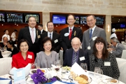 Club Stewards Philip N L Chen (back row, 2nd right), Stephen Ip Shu Kwan (back row, 1st left); The Chinese University of Hong Kong Pro-Vice-Chancellor / Vice-President Professor Fok Tai-fai (back row, 1st right); Hong Kong Physically Handicapped and Able-Bodied Association Chairman Professor Frederick Ho (back row, 2nd left); Hong Kong Council of Social Service Chief Executive Christine Fang (front row, 1st left); The Hong Kong Federation of Youth Groups Executive Director Dr Rosanna Wong Yick-ming (front row, 2nd left); The Hong Kong Academy for Performing Arts Director Professor Walter, Adrian, AM (front row, 2nd right); and Mother's Choice Board Director Ms Phyllis Marwah (front row, 1st right).