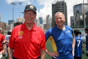 Photos 1, 2: <br>
The Cluba?s Chief Executive Officer Winfried Engelbrecht-Bresges (Photo 1 right), Manchester United legend Sir Bobby Charlton (Photo 1 left) and young football players of the  Jockey Club Elite Youth Football Camp.