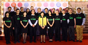 Club Steward Anthony W K Chow (front row, 4th right) pictured with Chief Secretary for Administration Carrie Lam (front row, 5th left), the Cluba?s Executive Director, Charities, Douglas So (front row, 2nd right), SCHSA Founder and Chairman Albert Cheng (front row, 4th left), SCHSA Founder and Honorary Treasurer Dr Law Chi-kwong (front row, 3rd right), Chief Executive Officer Irene Leung (front row, 1st left), artists Miriam Yeung (front row, 5th right) and Stephen Chan (front row, 2nd left) as well as other guests.