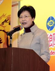 Mrs Lam expresses her gratitude to The Hong Kong Jockey Club and the Heung Yee Kuk for taking forward the Elderly Visit Programme in Rural Villages.