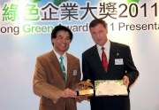 Cluba?s Head of Hospitality Services (Operations) Kurt Schwartz (right) receives the gold award in the Green Purchasewi$e (Large Corporation) category.