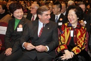 Club Chairman T Brian Stevenson (centre), Secretary for Development Carrie Lam (left) and Former Chief Secretary Anson Chan (right). 