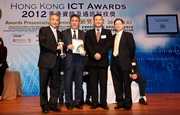 The Cluba?s Next Generation Racing Information System has been honoured with the HKICT 2012 Silver Award in the Best Business (Application) category.  The Cluba?s Head of Racing Registry K L Cheng (first from left), Technical Manager (Application Development) Danny Kwok (second from left) and Racing Registry Manager (Systems and Planning) Simon Lee (first from right) collect the award from the Organising Committee Chairperson Herman Lam.